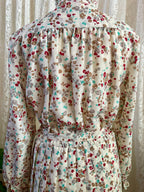 Vintage Alexon Sportset British Prairie Dress – High Neck Ruffle Floral Midi - Sz 12