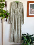 Long Sleeve Sage Paisley Print Dress