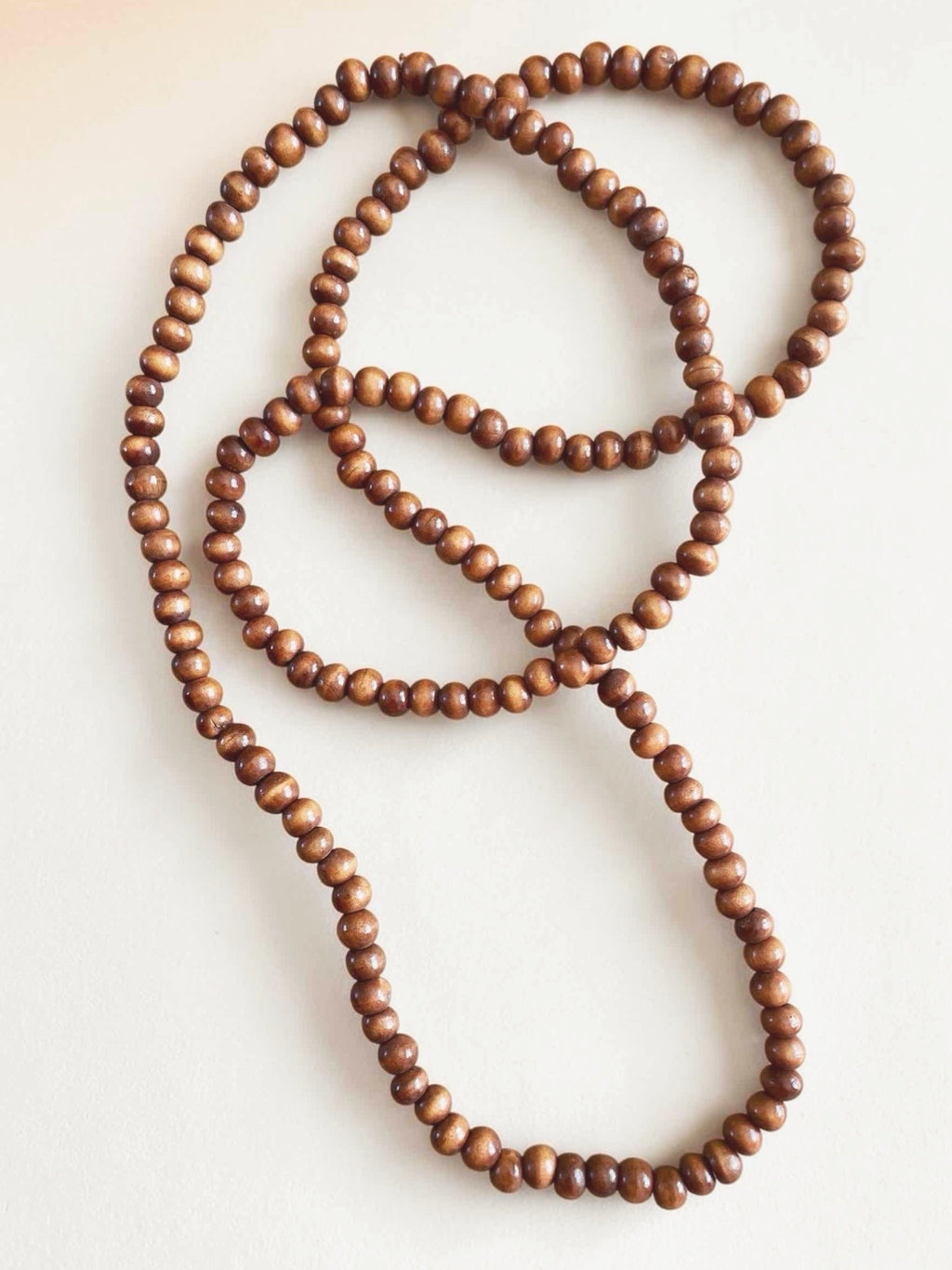 Wooden bead long necklace - Dark brown