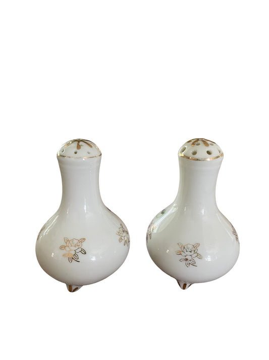 Vintage Porcelain Salt & Pepper Shakeds with violet flower motifs