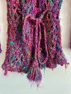 Recycled silk Crochet mesh tie up cardigan