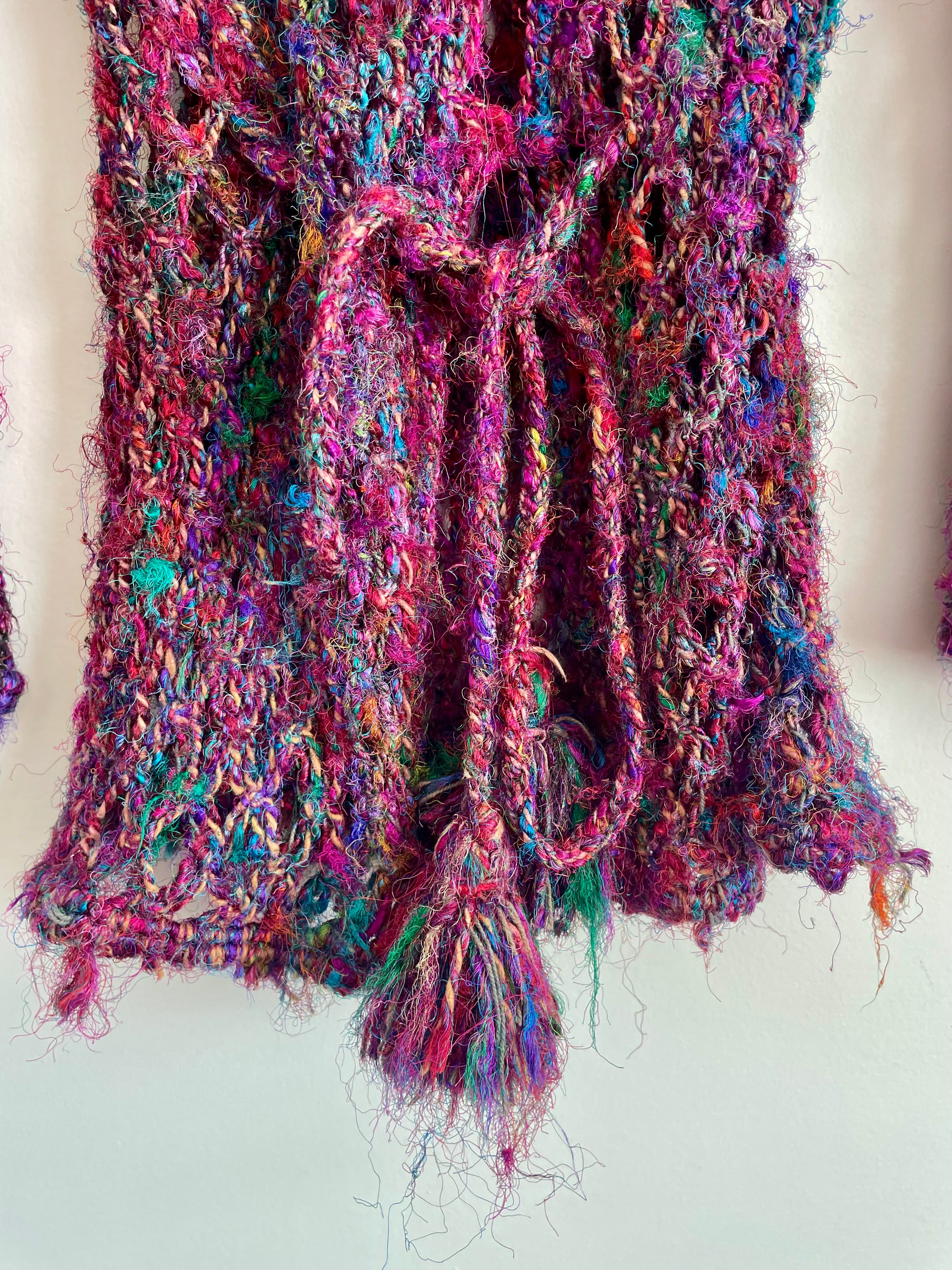 Recycled silk Crochet mesh tie up cardigan