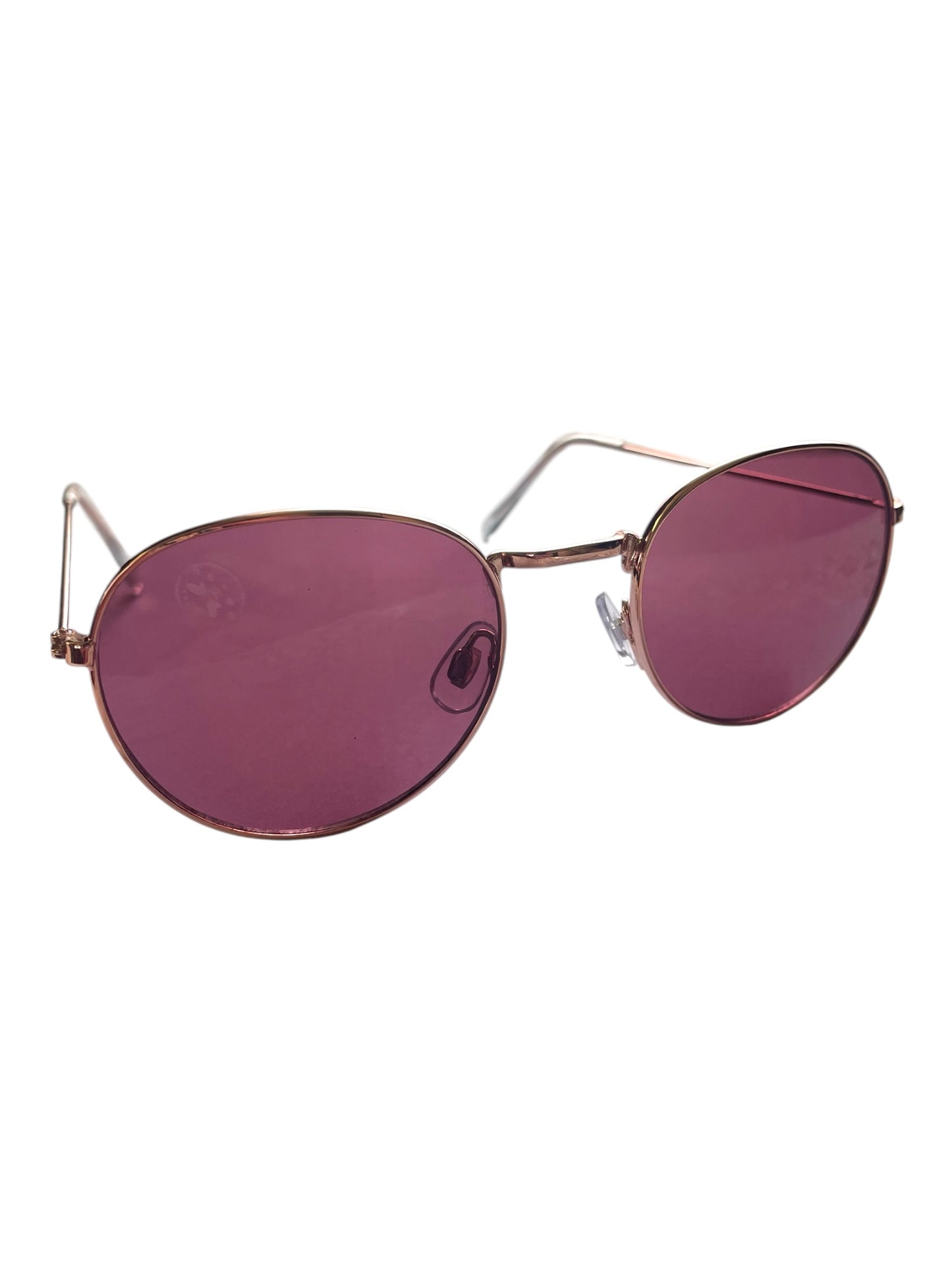 Pink shade retro sunglasses with gold frames