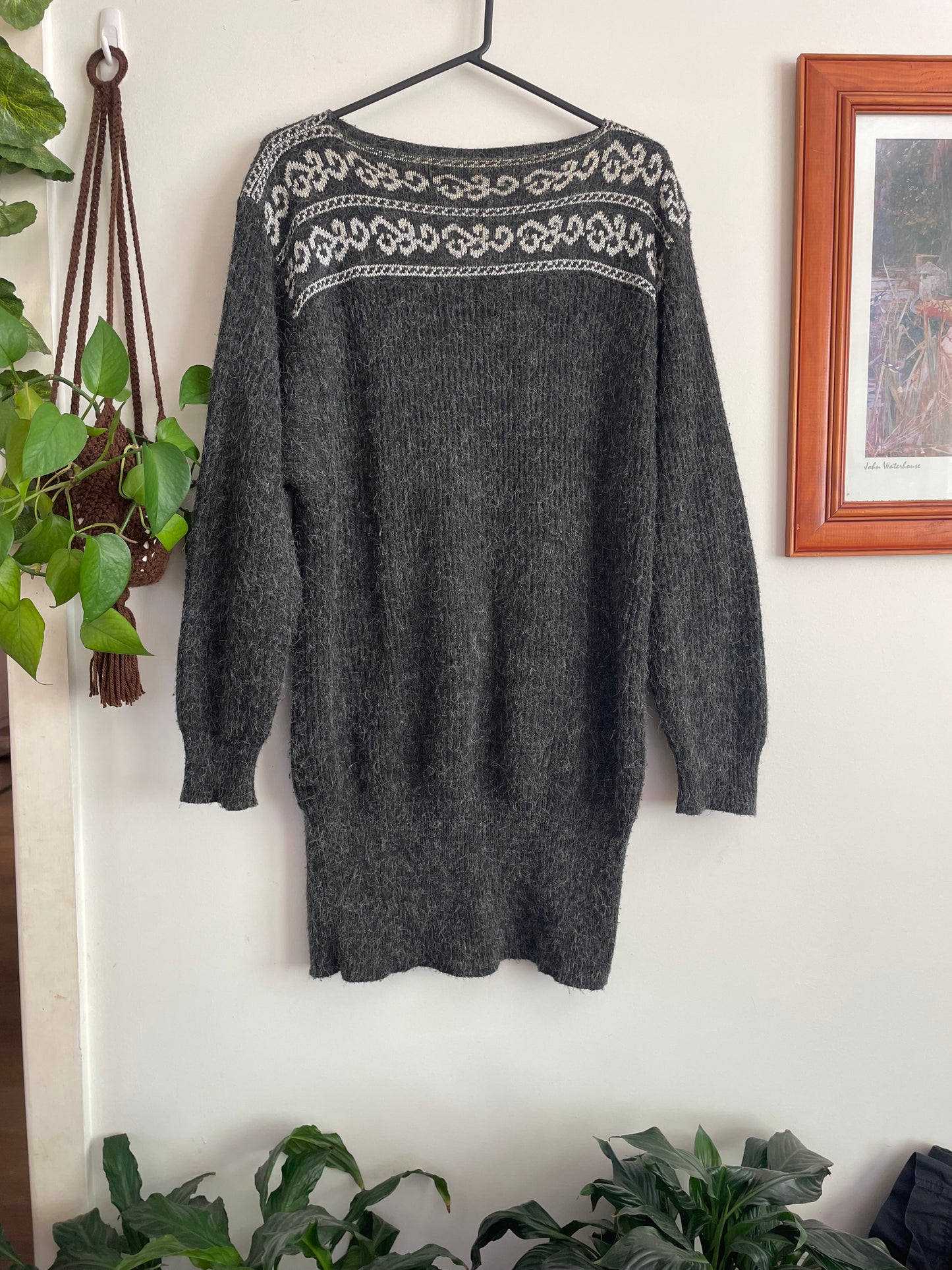 80s Vintage Wool Blend Sweater Dress