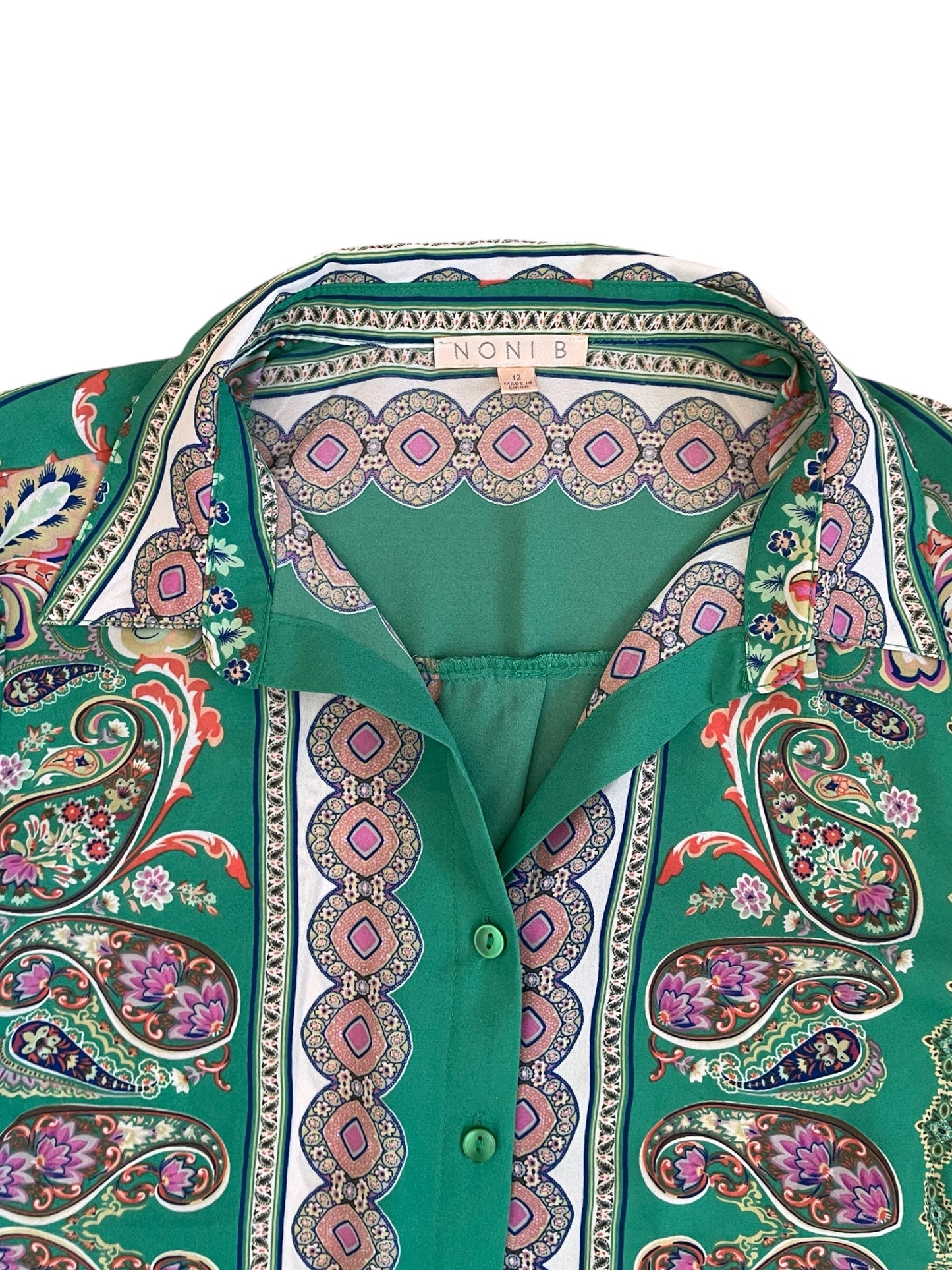 Retro Paisley Button up Blouse Sz 12