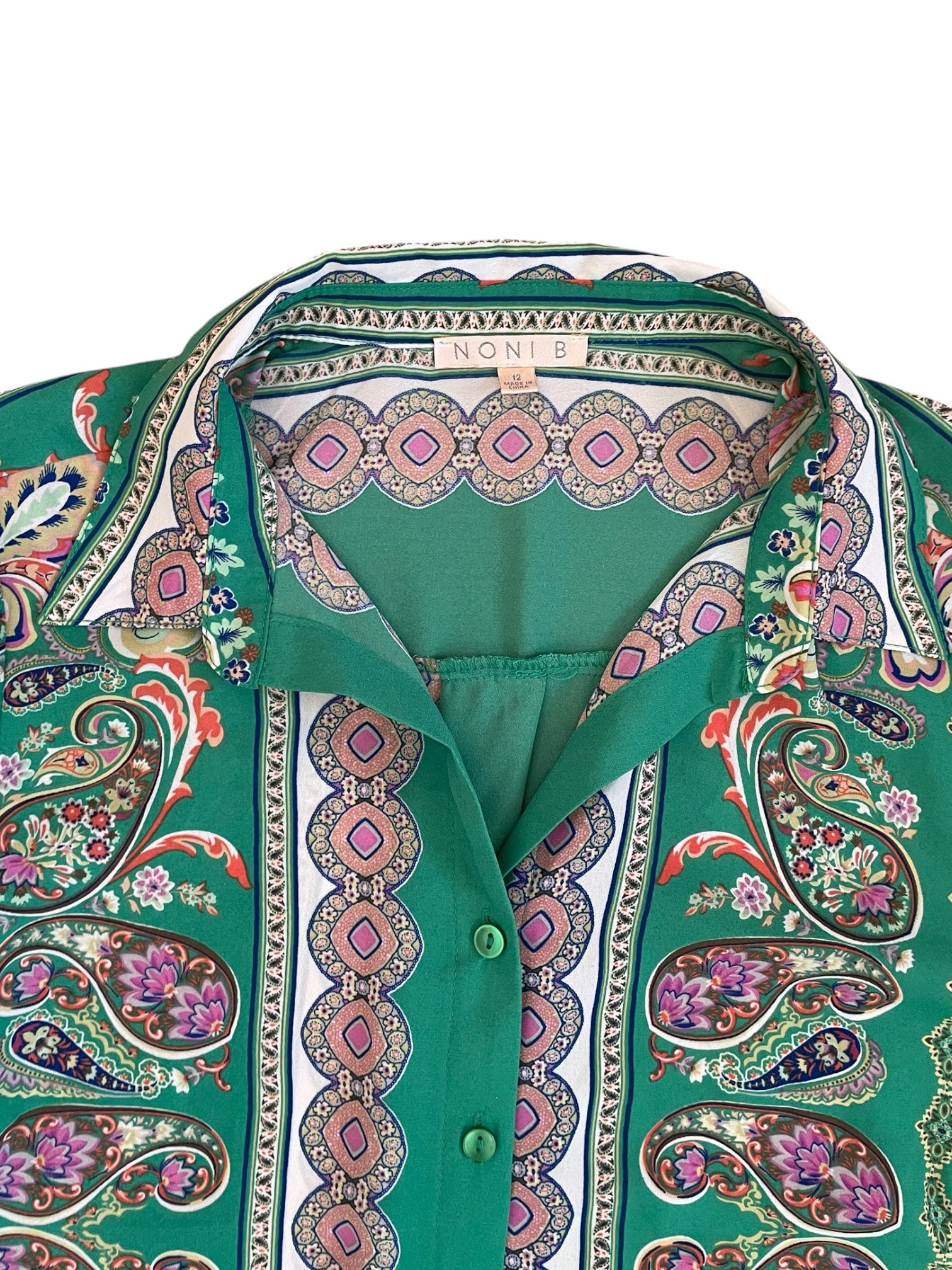 Retro Paisley Button up Blouse Sz 12