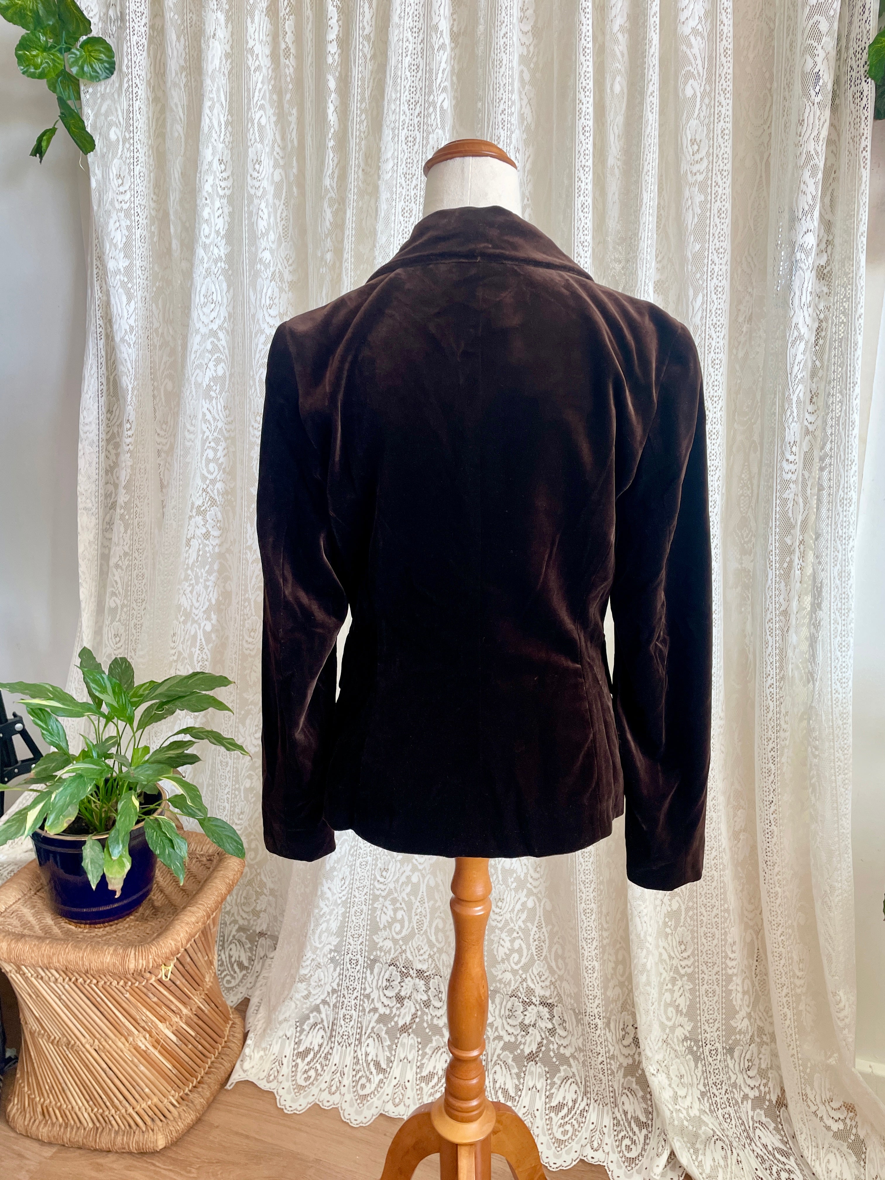 Vintage 90s N&B Classic Brown Velvet Blazer (Made in Spain) - Size AU 12