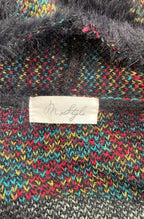 Black & Multicolour Pattern Eyelash knit cardigan