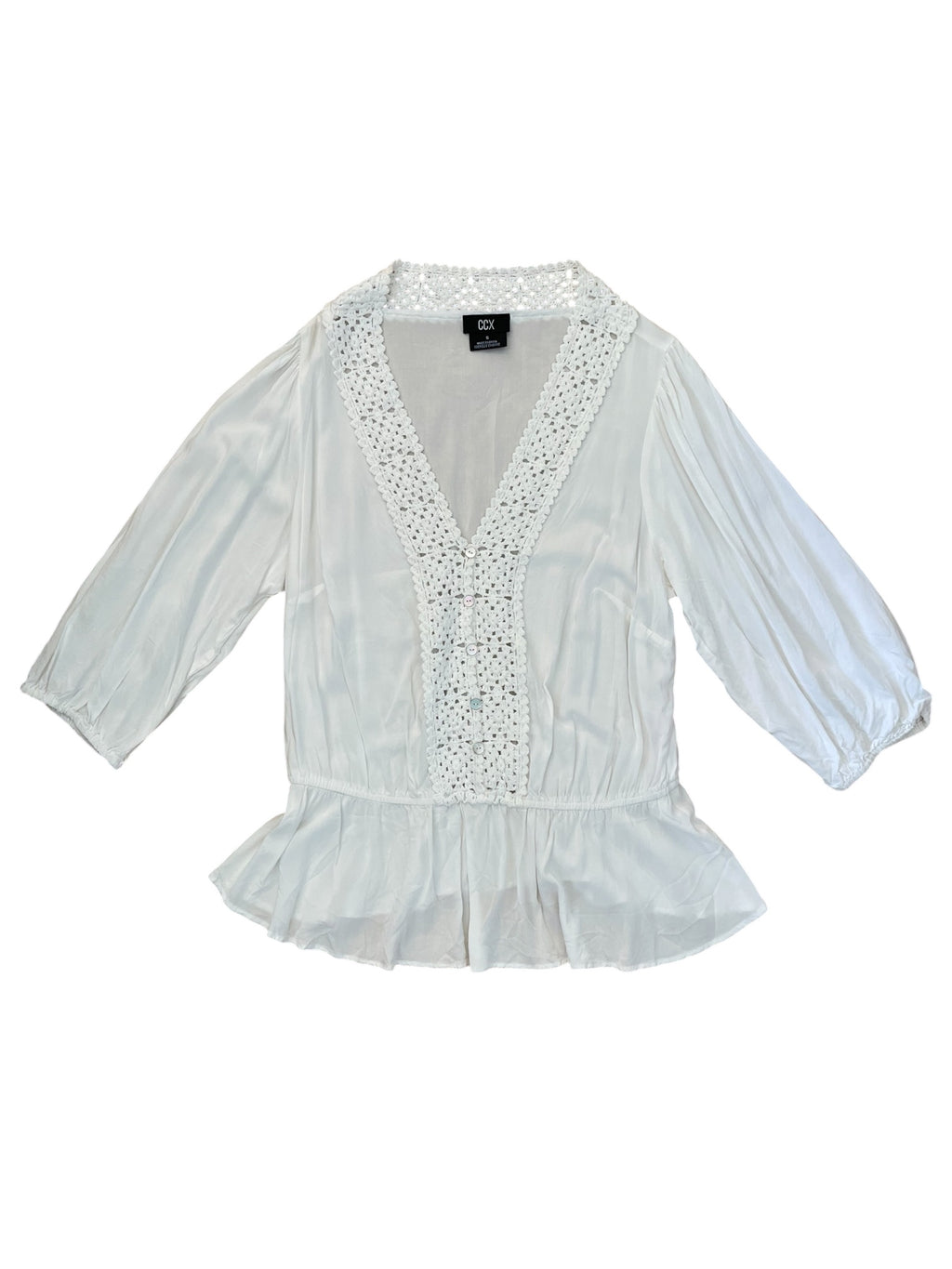 White Peasant Style Long sleeve blouse
