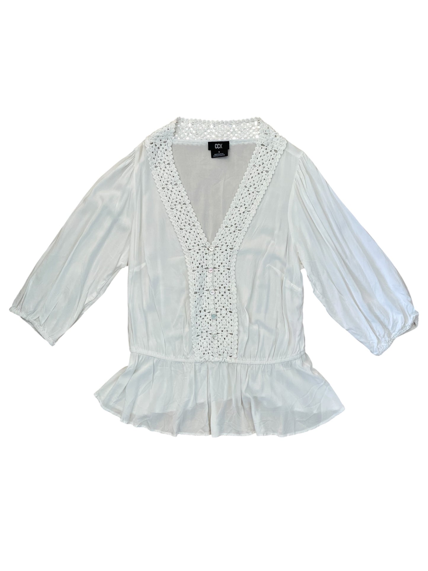 White Peasant Style Long sleeve blouse