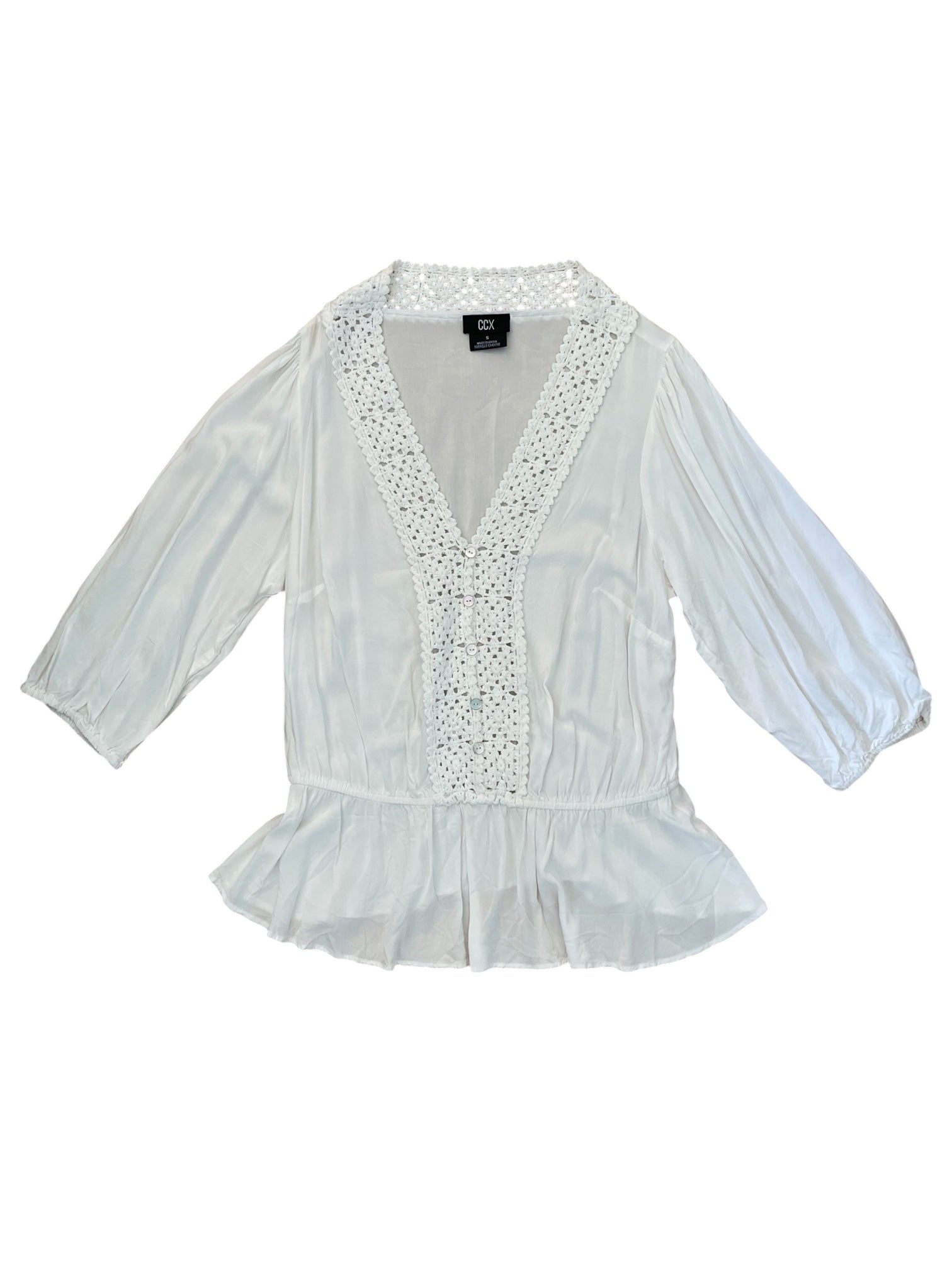 White Peasant Style Long sleeve blouse