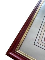 Vintage Mallard Duck Print in Red & Gold Painted Wood Frame