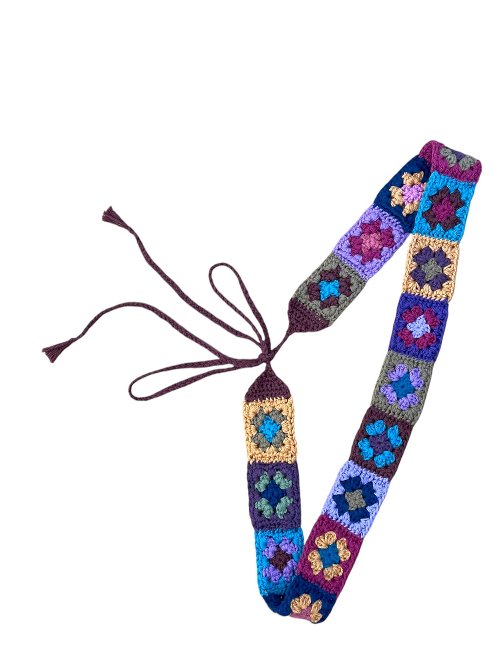 Multicolour Crochet Granny Square Tie up Belt