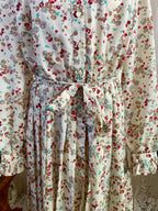 Vintage Alexon Sportset British Prairie Dress – High Neck Ruffle Floral Midi - Sz 12
