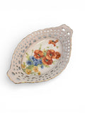 Floral Poppy Trinket Dish with Gold Trims