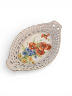 Floral Poppy Trinket Dish with Gold Trims