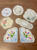 Bulk Lot 13 Vintage Doilies & Table Cloth