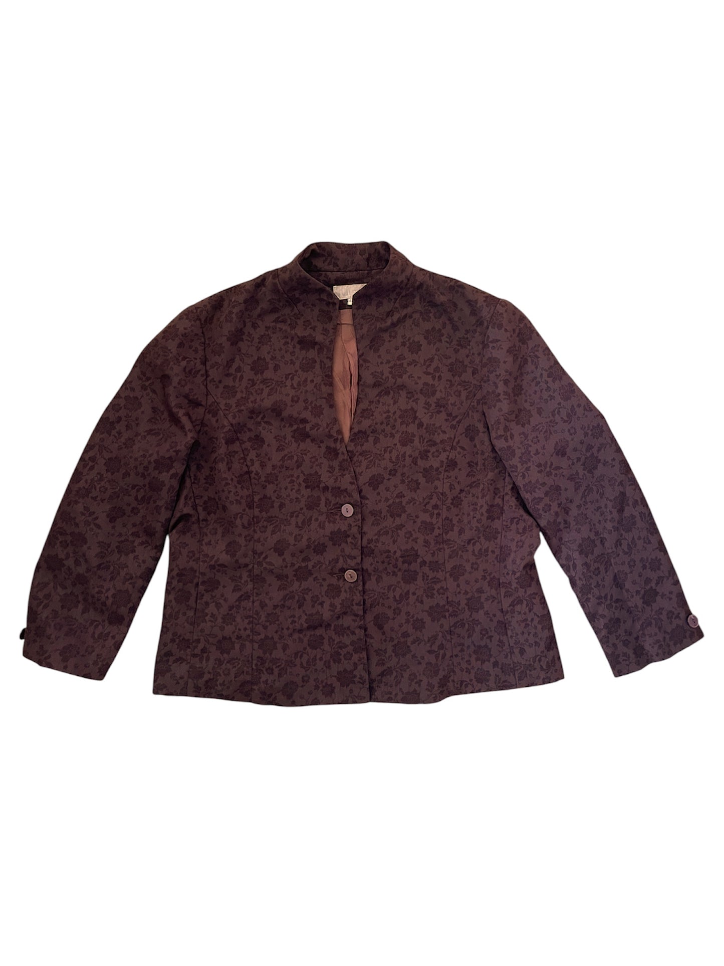 Vintage 90s Chocolate Brown Jacquard Blazer