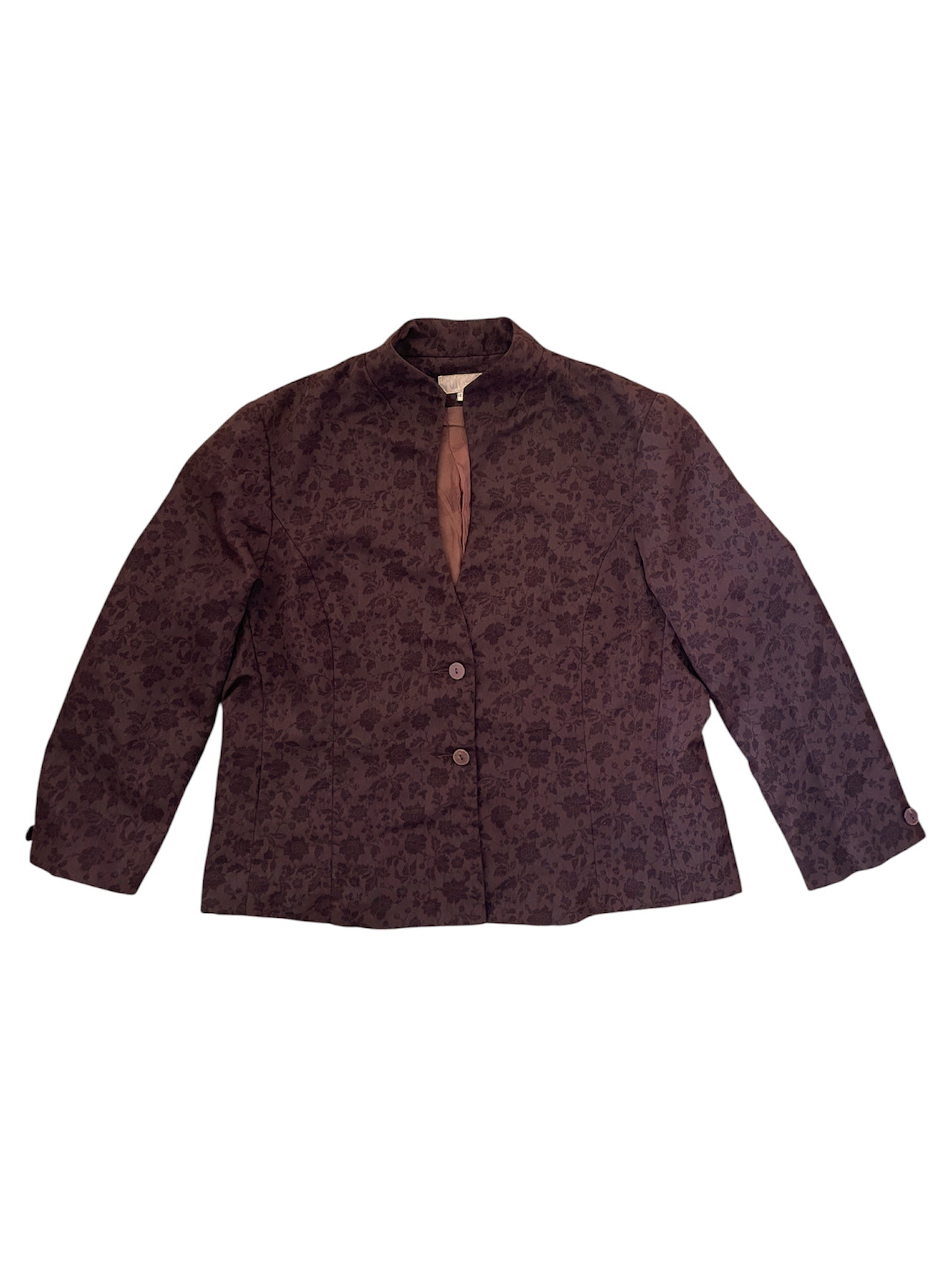 Vintage 90s Chocolate Brown Jacquard Blazer