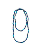 Blue gemstone and silver bead necklace