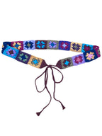 Multicolour Crochet Granny Square Tie up Belt