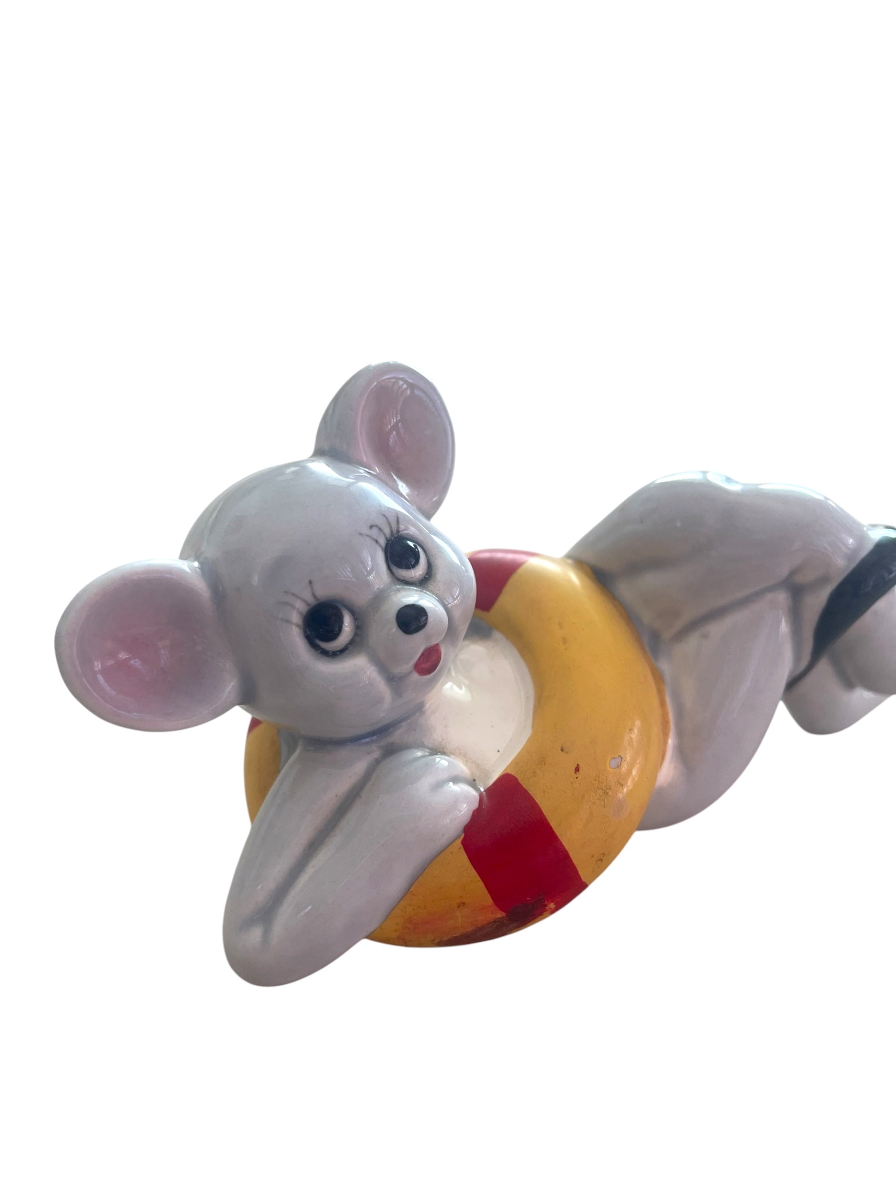 Bathing Beauty Vintage Ceramic Mouse with Life Preserver