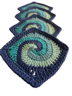 Crochet coasters Set of 4 - Blue Swirl