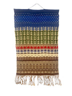 Vintage Handwoven Scandinavian Wall Hanging: Krokbragd Folk Art Weaving