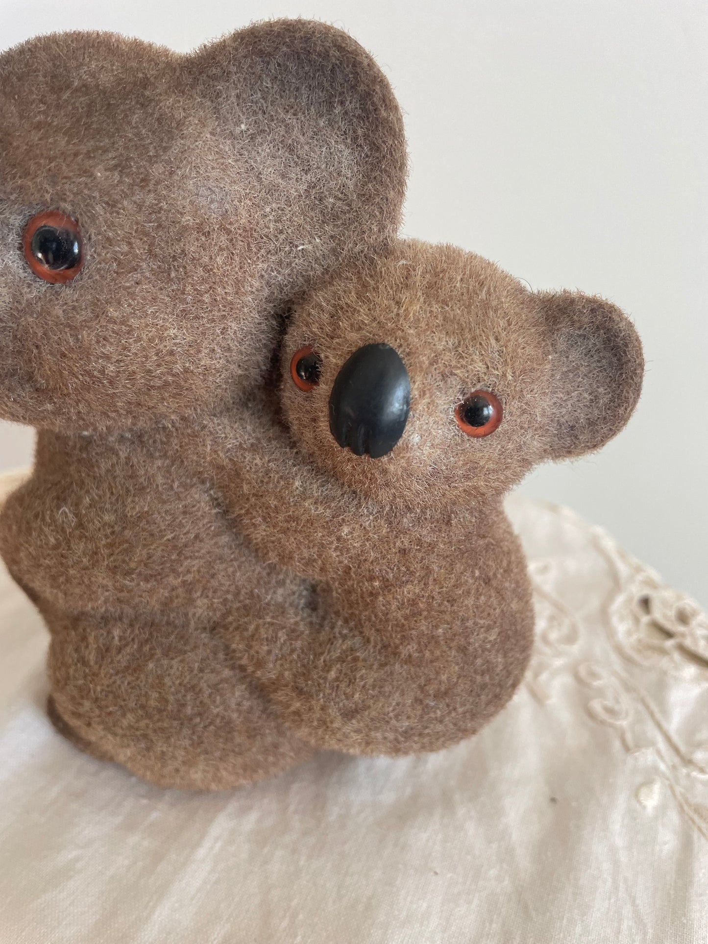 60s/70s Flocked Koala & Baby Money Box