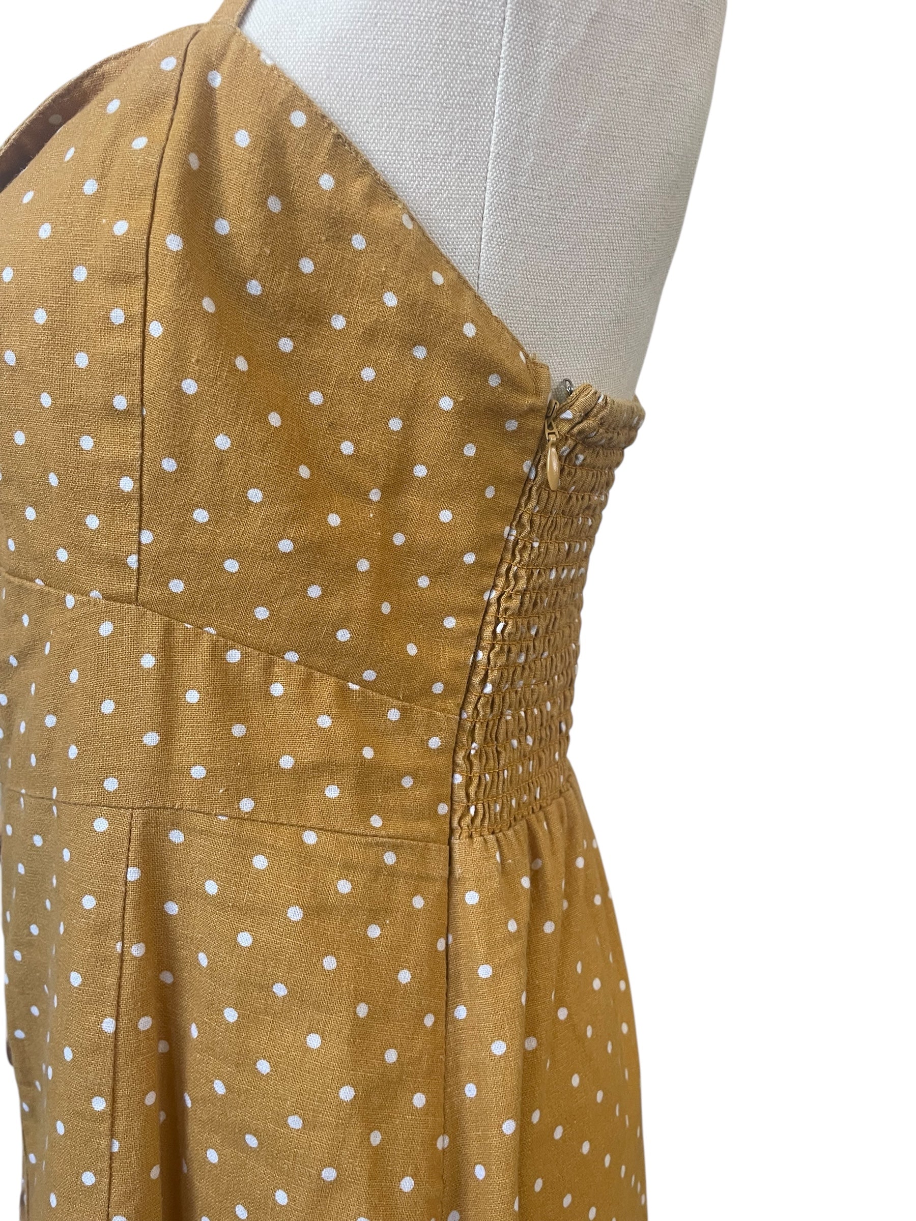 Preloved - Mustard polka dot dress - Sz M
