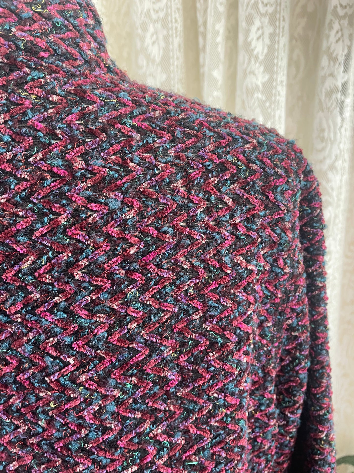 Purple Tone Chevron Tweed Blazer