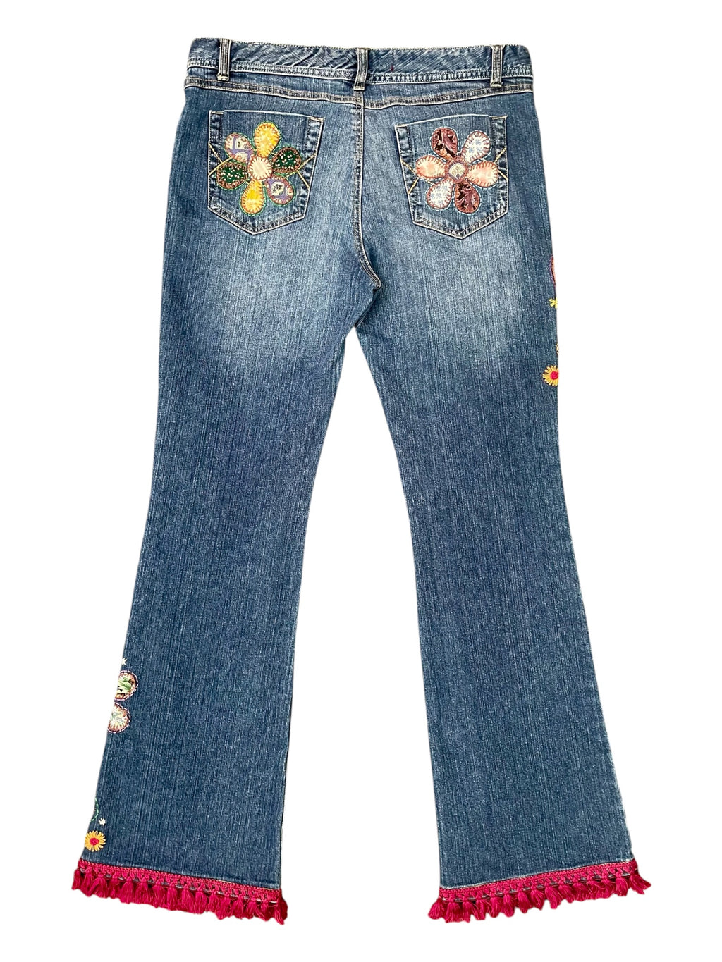 Upcycled Hand Embroidered Patchwork Jeans