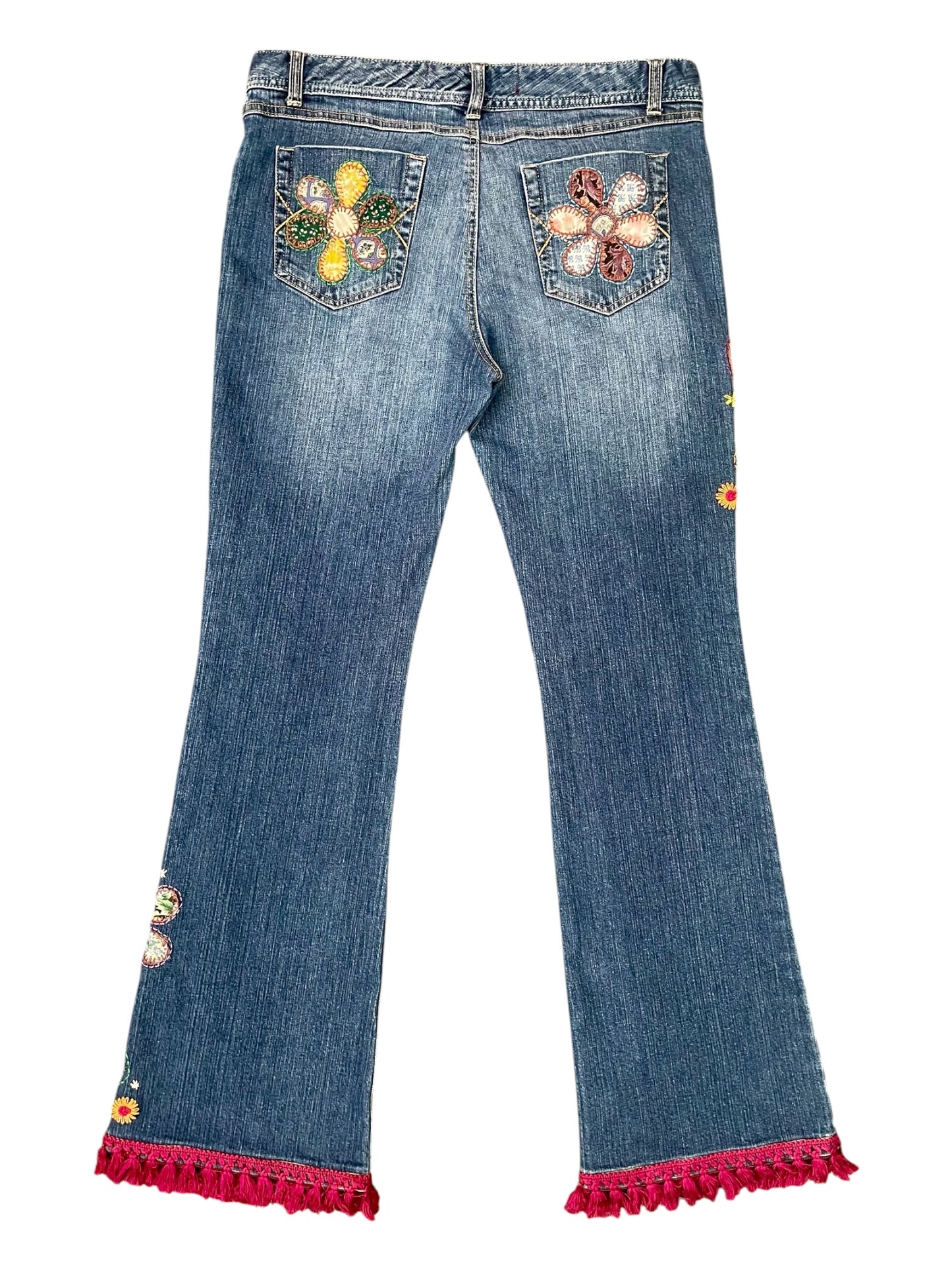 Upcycled Hand Embroidered Patchwork Jeans