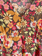 70s Style Retro Print Midi Dress
