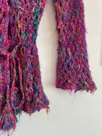 Recycled silk Crochet mesh tie up cardigan