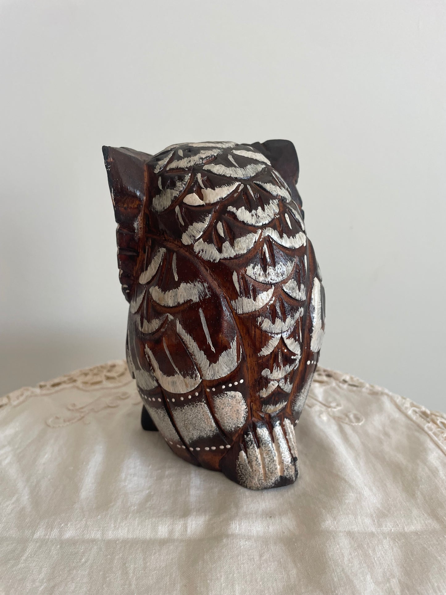 Carved Rustic Wooden Owl Statue