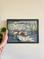 Vintage Framed Tapestry/Needlepoint - Snow Covered Trees