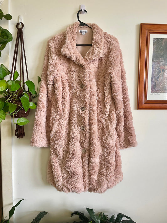 Dusty Pink Faux Fur Jacket Sz 10