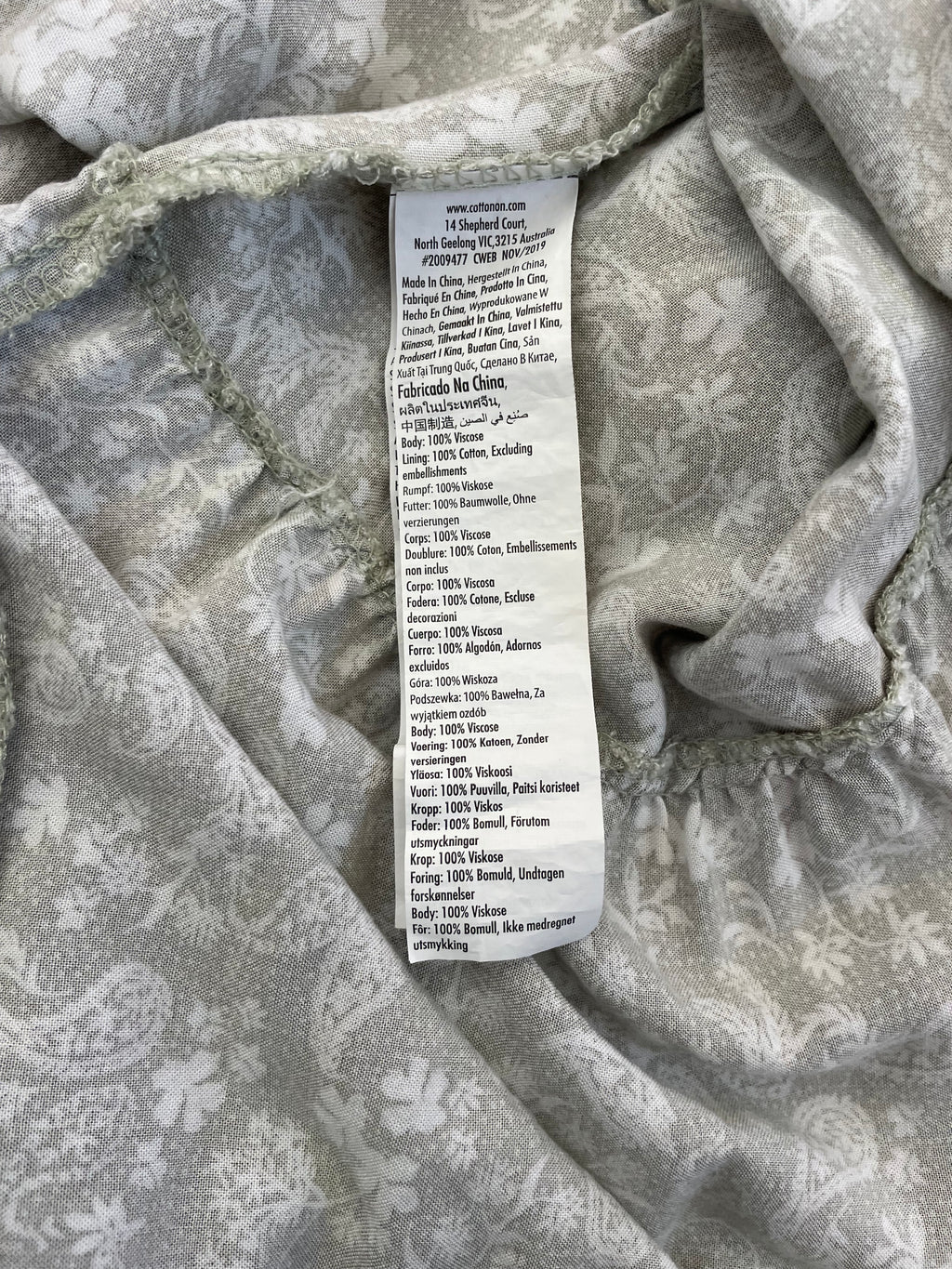 Long Sleeve Sage Paisley Print Dress