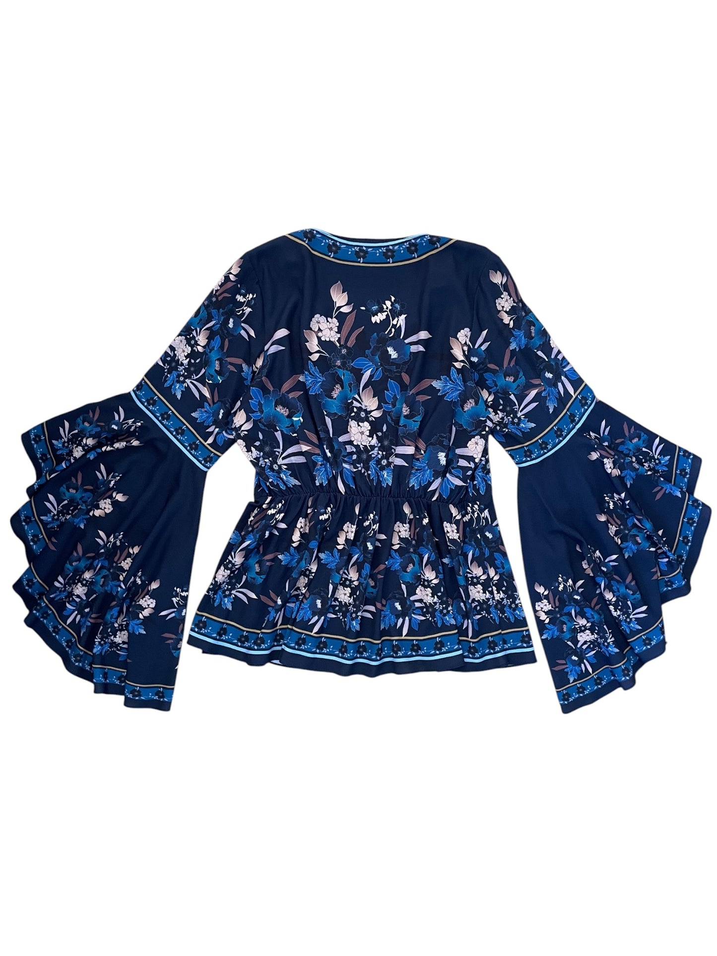 Floral Wrap Front Blouse with Bell Sleeves - Flawed but Fabulous