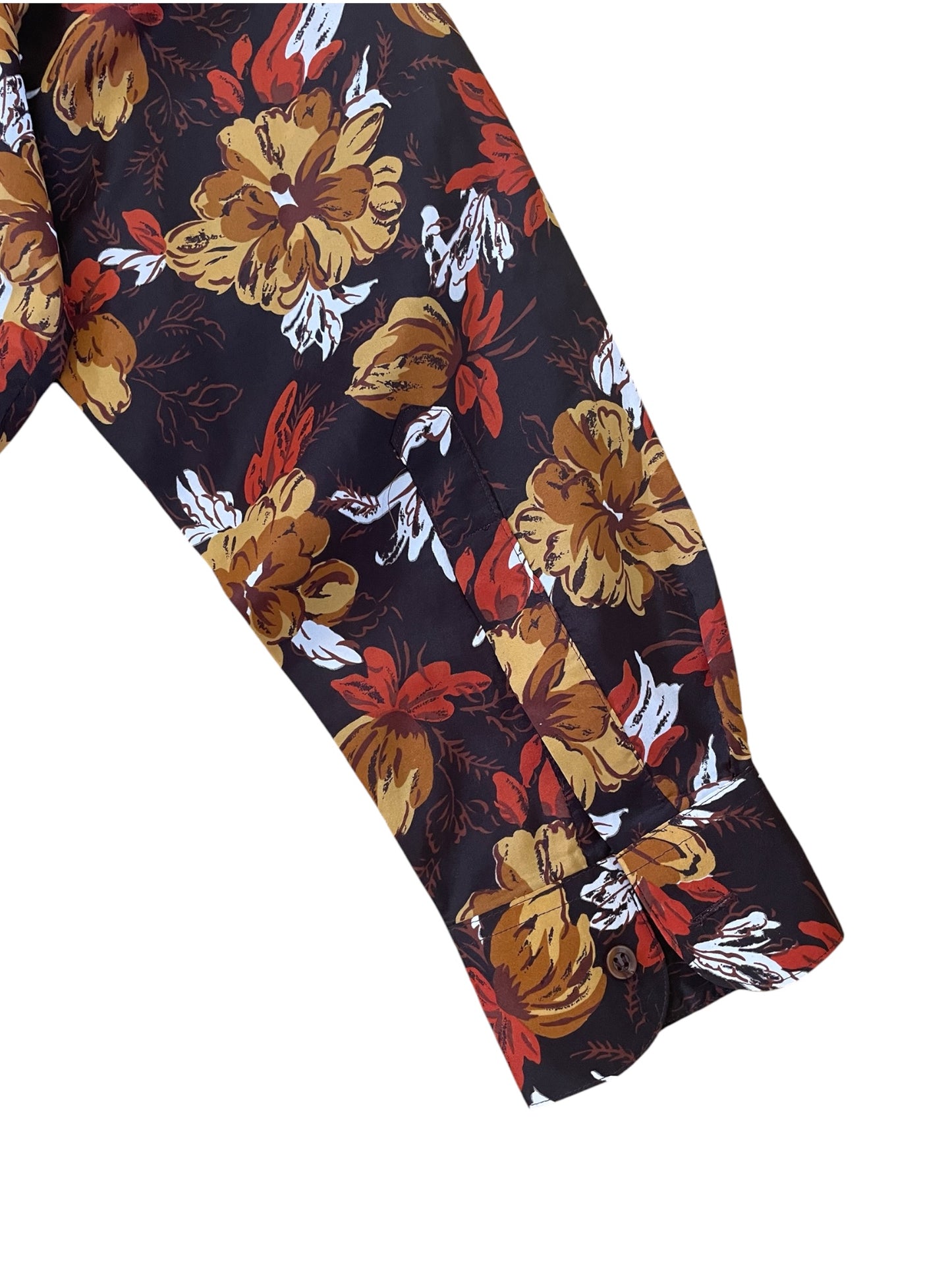 Vintage Warm Tone Floral Long Sleeve Blouse