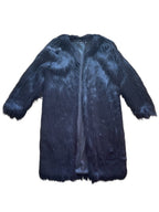 Long line Faux fur Shaggy Black Coat