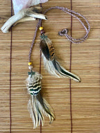 Feather & Hemp Hair Extension - Double Stranded Brown mix/Dragonfly