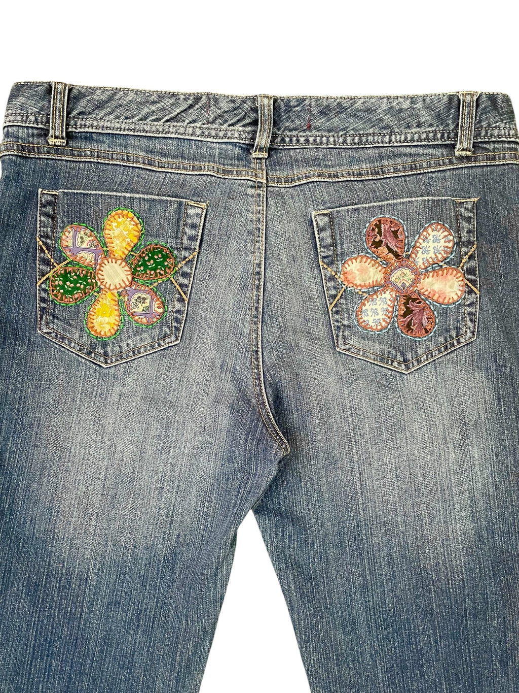 Upcycled Hand Embroidered Patchwork Jeans