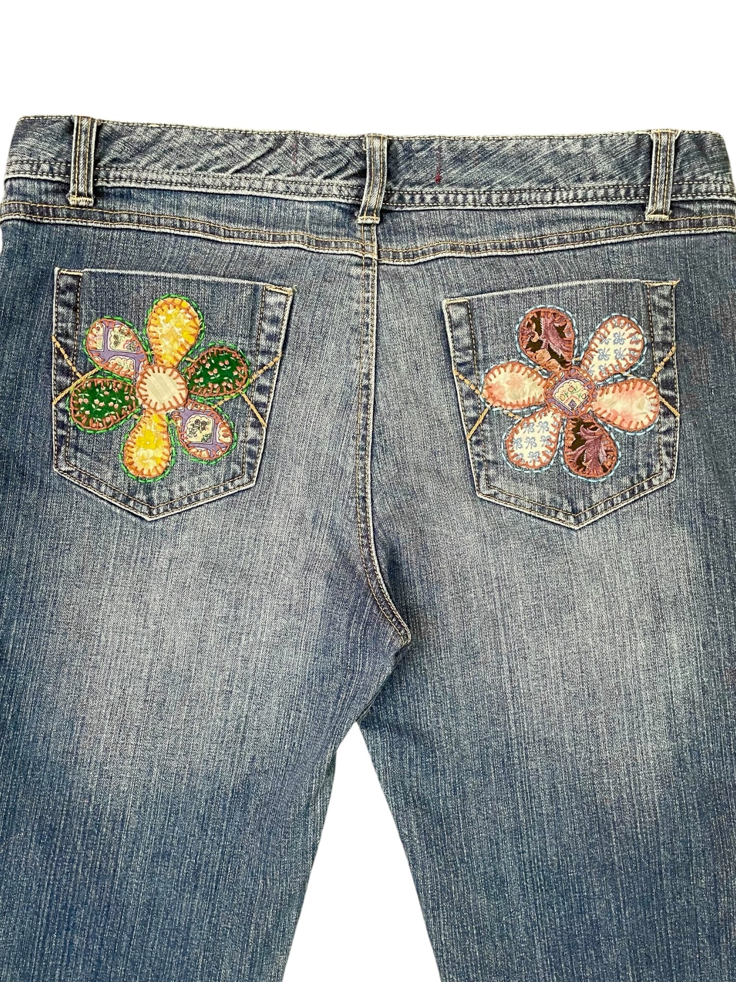 Upcycled Hand Embroidered Patchwork Jeans