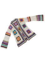 Mojo Moon Crochet Retro Cotton Cardigan Multicolour