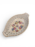 Floral Trinket Dish with Gold Trims Pink & Blue Flowers