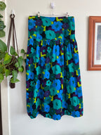 Corduroy Retro Print Floral Maxi Skirt