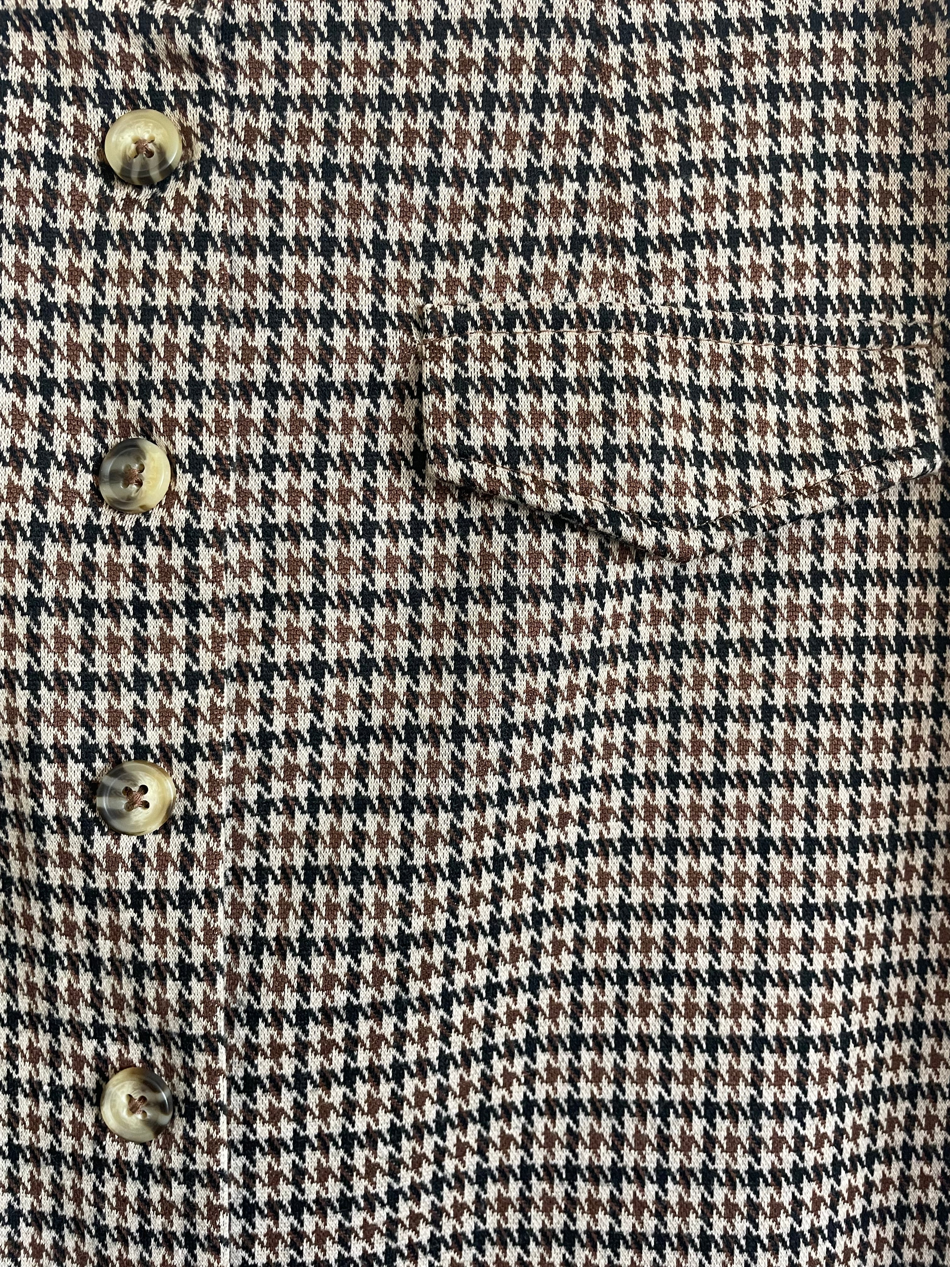 Houndstooth Pattern Button front Stretch Mini Skirt