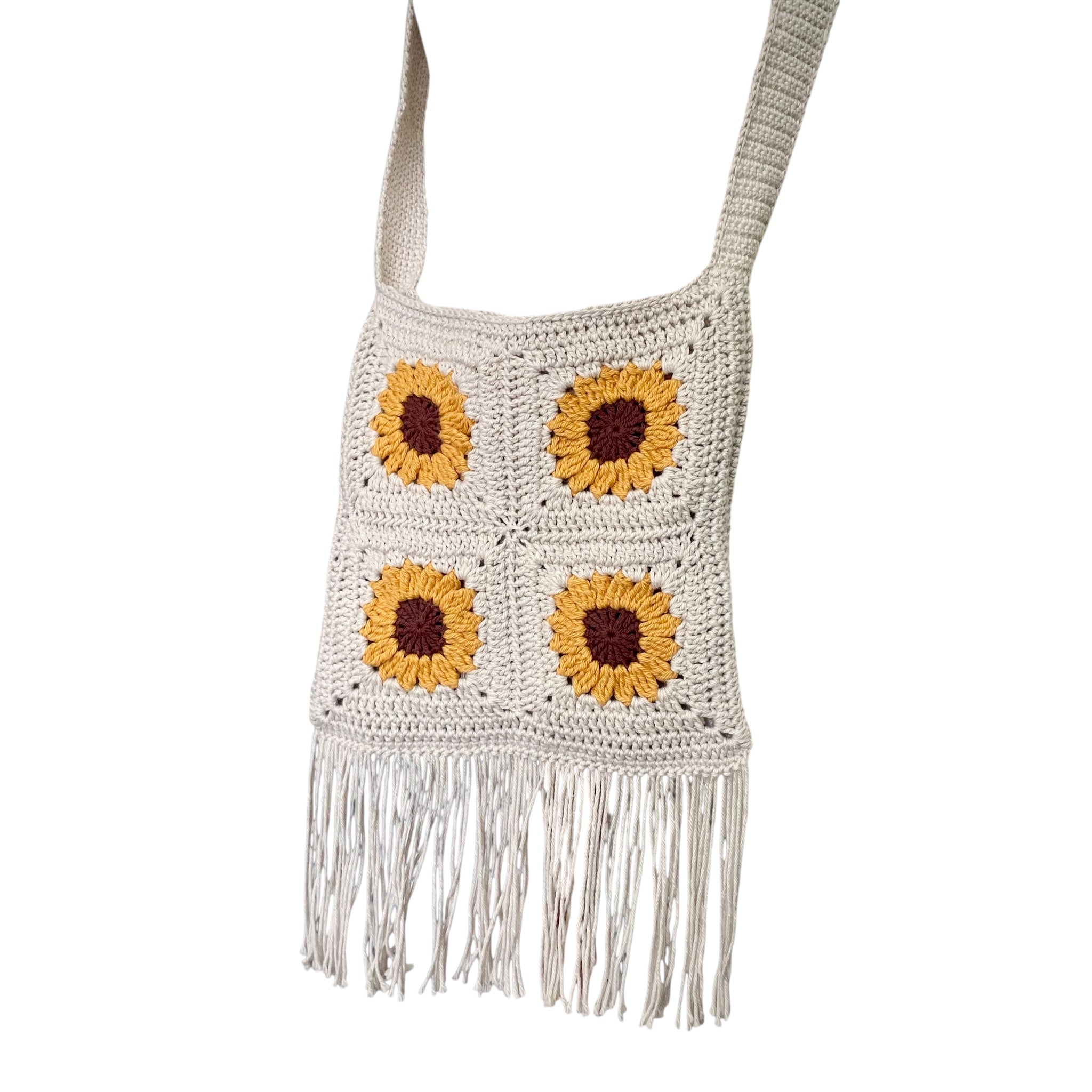Crochet Sunflower Tote Bag
